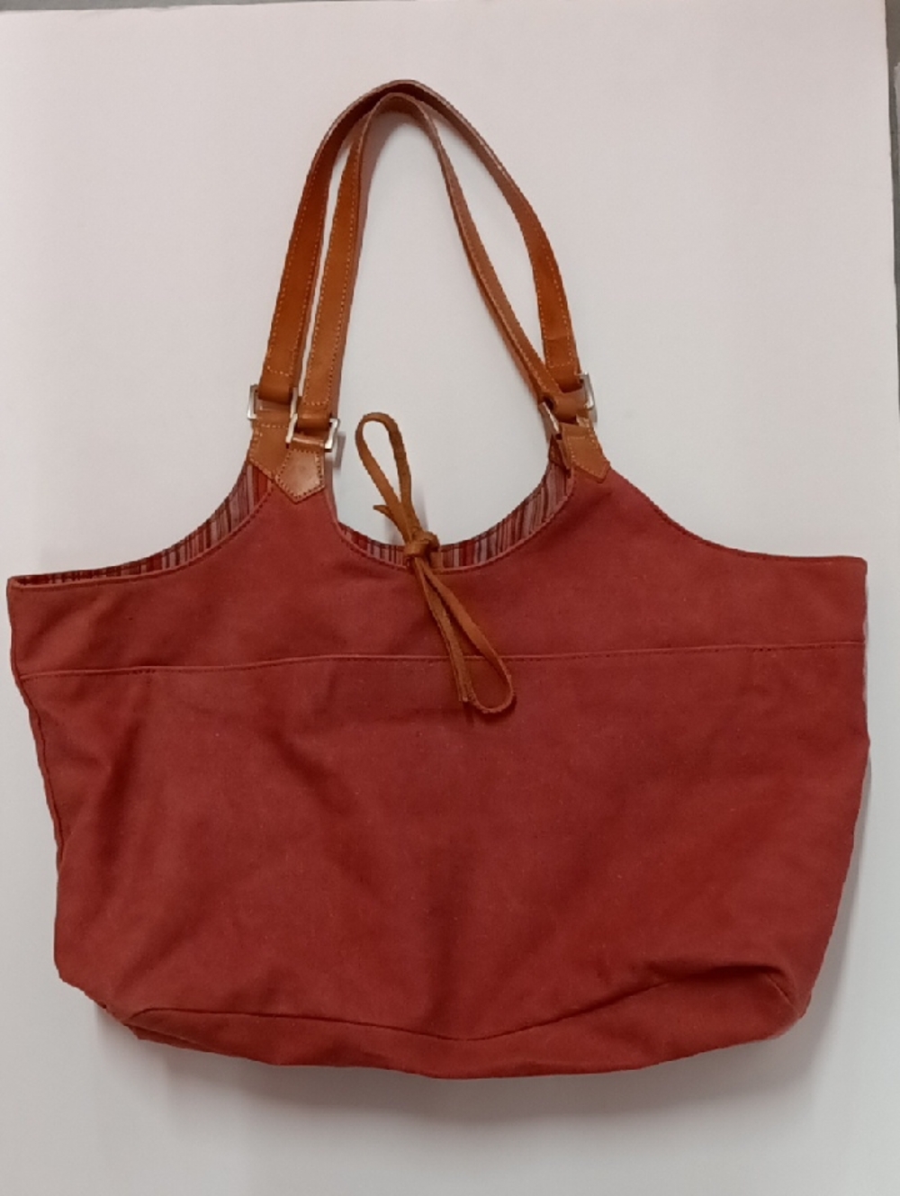 Ellington Light red Canvas Tote Bag w/ Leather Trim
